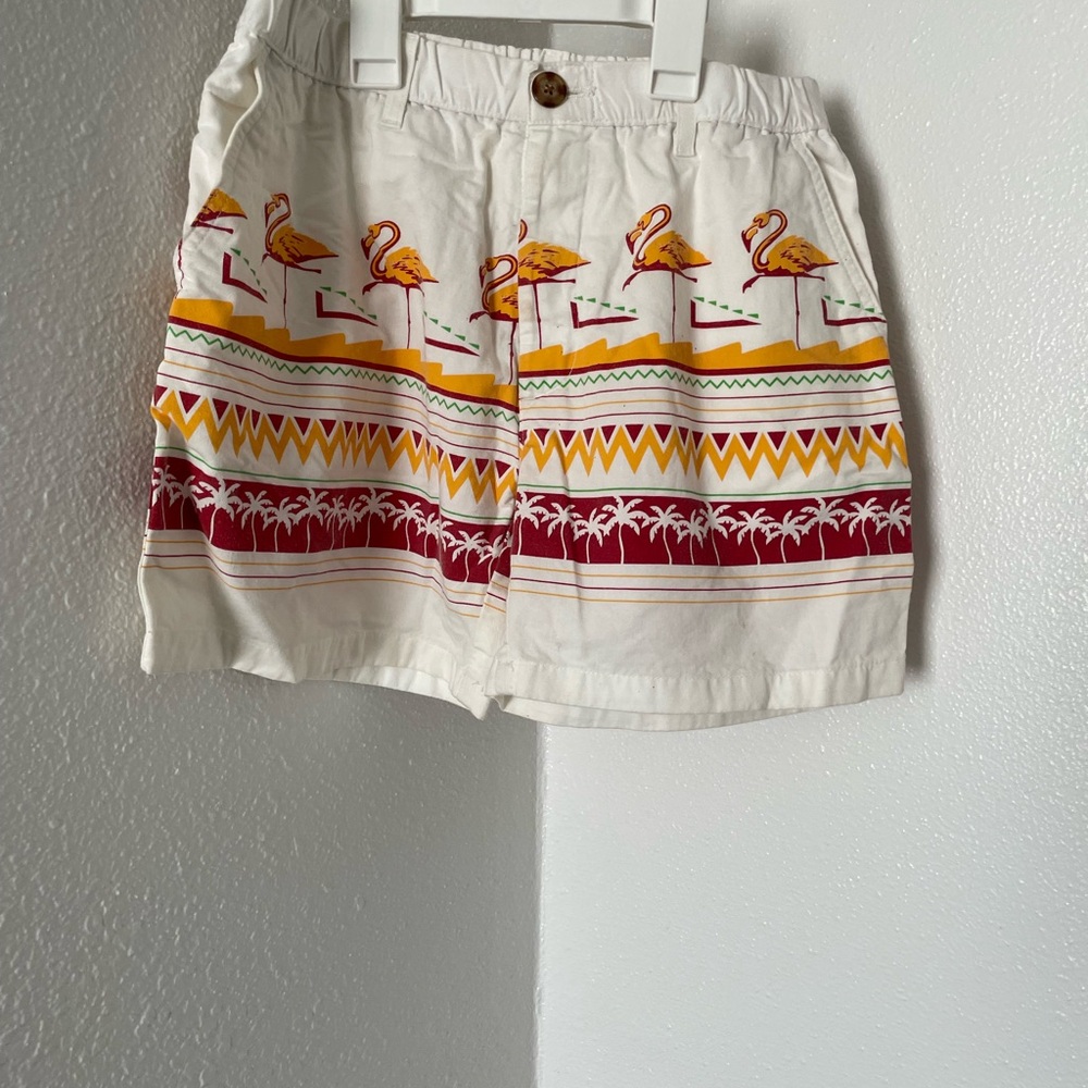 chubbies Cream Flamingo & Palm Print High-Waist Shorts